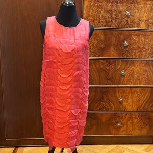 Fendi Vibrant Pink Layered Mini Silk Dress